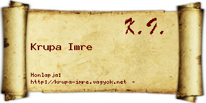 Krupa Imre névjegykártya